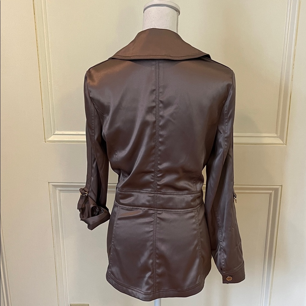 White House Black Market Satin Trench Coat in Brown - Picture 10 of 15